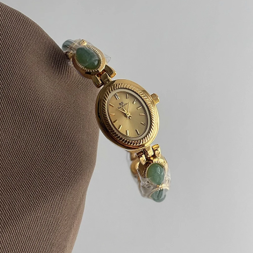 Fashion temperament minimalist luxury disc all in one jade bracelet with quartz women's watch