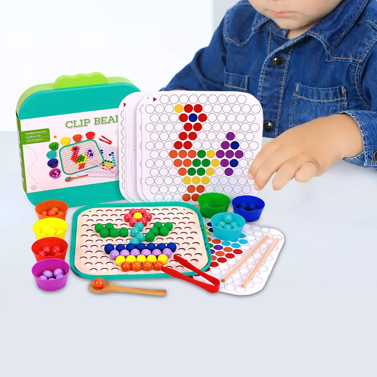 Rainbow Color Sorting Toys Counting Toy for Kids Clip Bead Game for Activity Interaction Coordination Kindergarten Primary