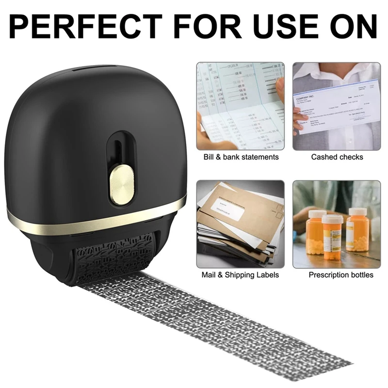 2X Identity Protection Roller Stamp For Privacy Confidential Data Guard Your Security Stamp Roller Privacy Roller,Black