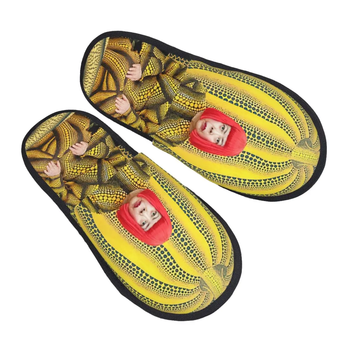 

Custom Pumpkin Power Yayoi Kusama Memory Foam Slippers Women Soft Warm Pop Art House Slippers