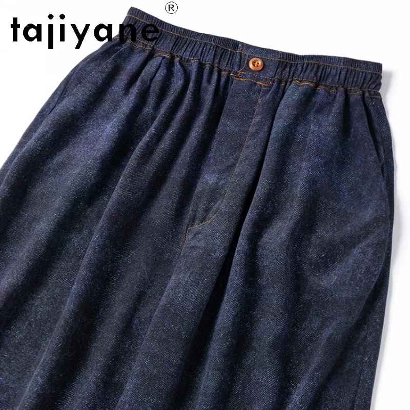

TAJIYANE 100% Mulberry Silk Pants Woman Top Quality Baggy Pants Denim Printed Straight Trousers Summer Clothes Women 2025 여성바지