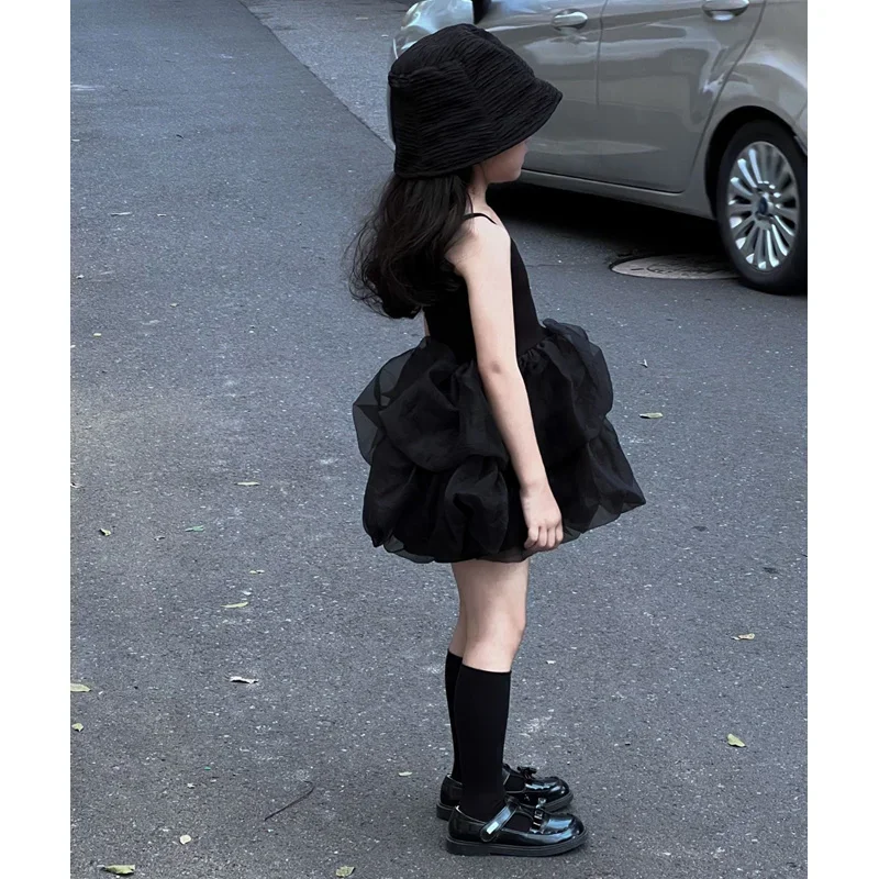 Elegant Mother and Daughter Black Fluffy Tulle Dress Mom and Baby Girls Party Tutu Dresses 2023 New Mommy and Me Wedding Dresses