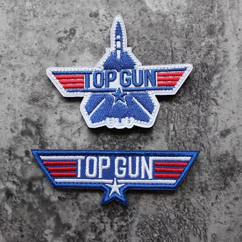 TOP GUN Aircraft Embroidery Patches for Clothes Hook&Loop Patch Backpack Tactical Stickers  Morale Badges Appliques for Clothing