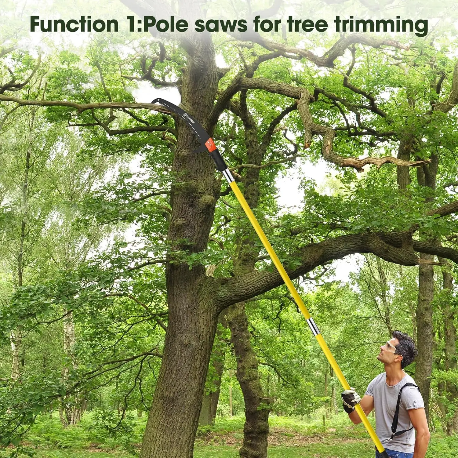 27 Feet Pole Saws For Tree Trimming Manual Branch Pruner Cutter Kits, Manual Pole Saw Cut Branch Garden Tool Tree Pruner