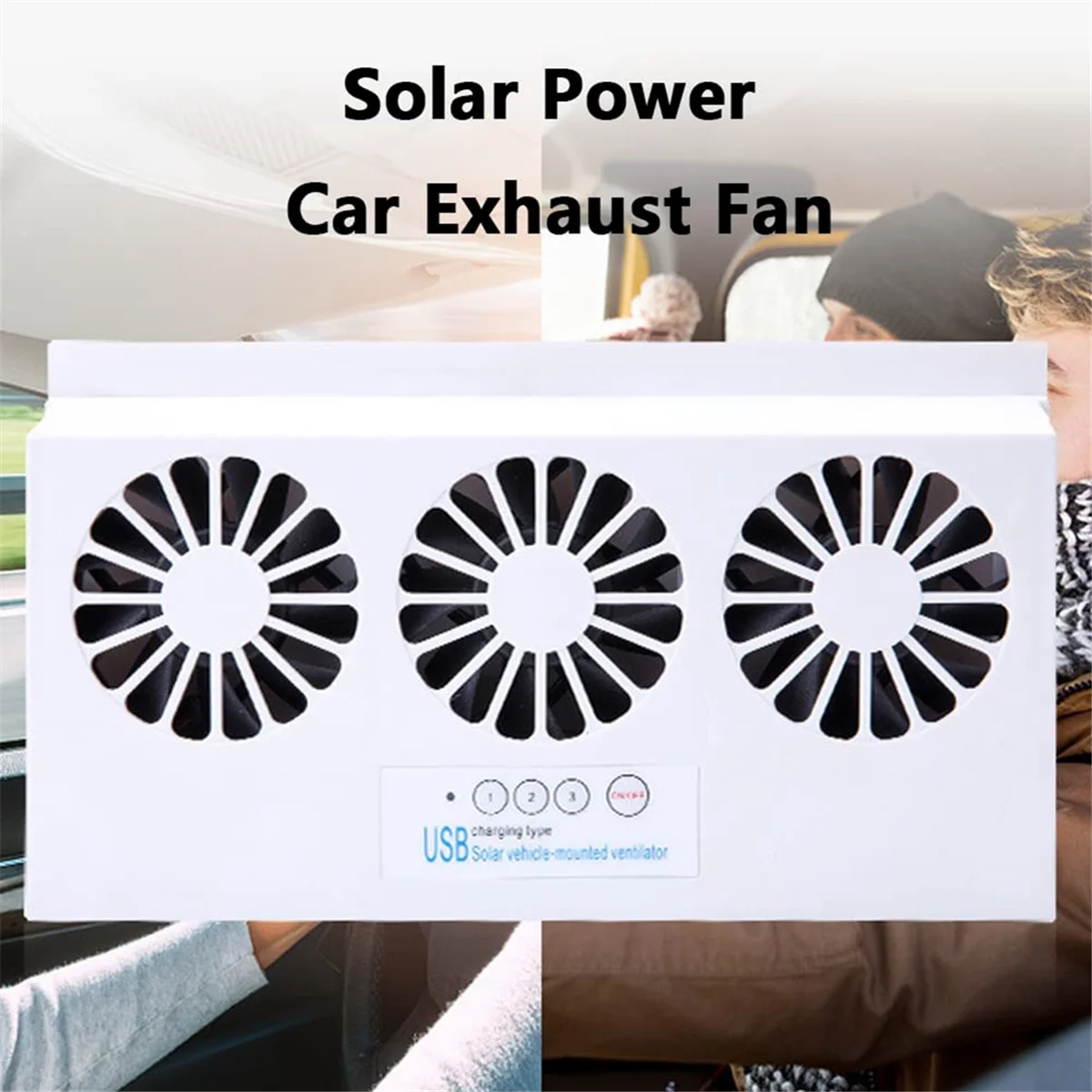 Solar Powered 3 Fan Car Exhaust Fan, Car Radiator Fan Air Vent Radiator Energy Saving Exhaust Fan Radiator -