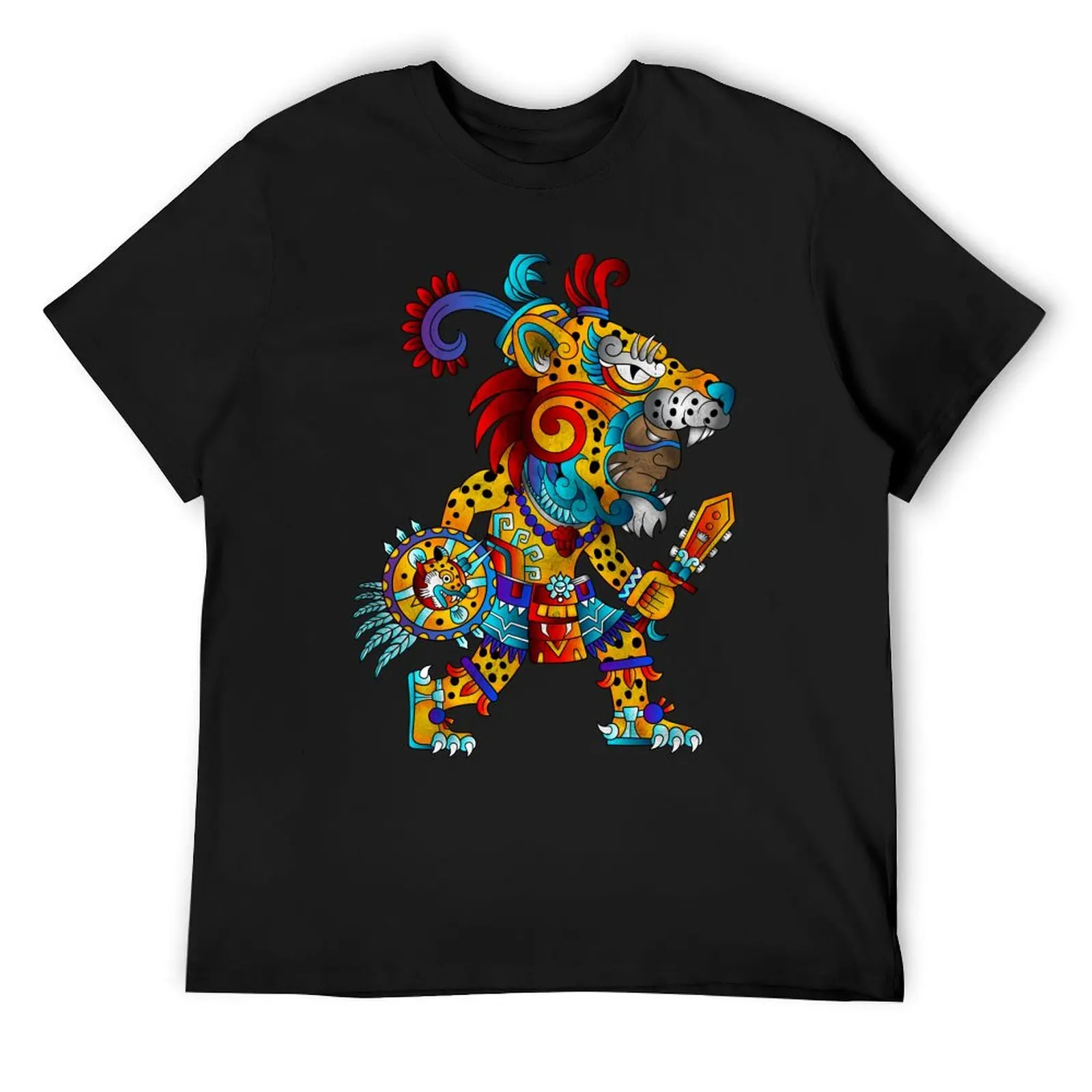 cartoon jaguar warrior mexico aztec T-Shirt rapper graphic tees customizeds plain mens graphic t-shirts