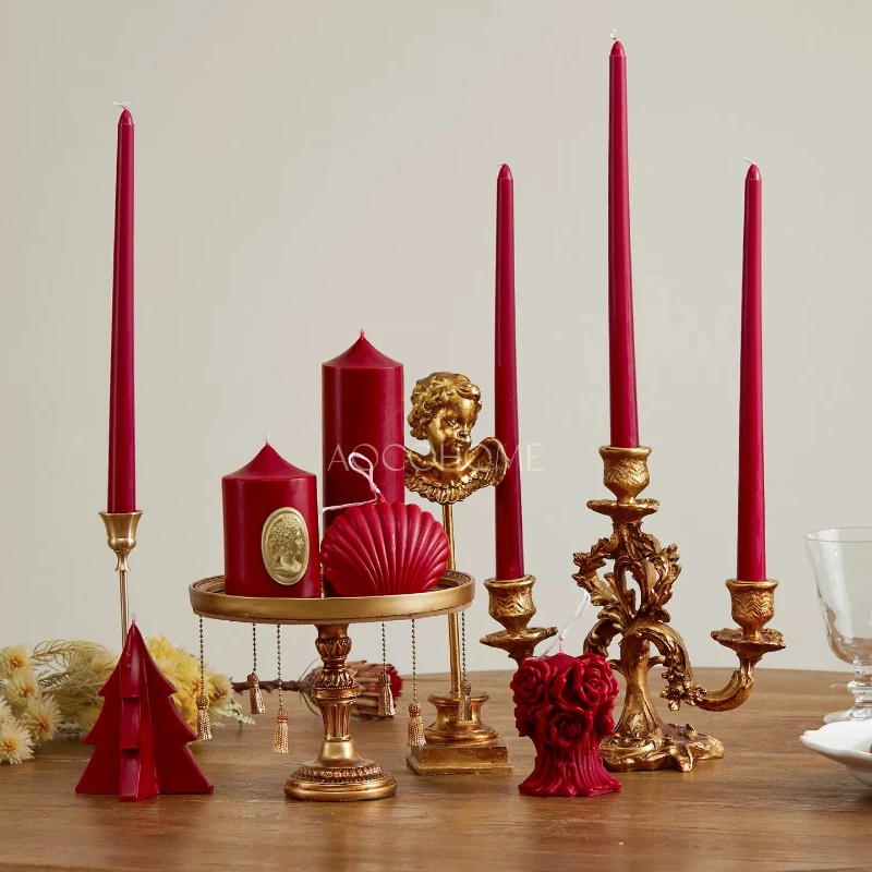 French Candlestick Retro Baroque Candlesticks Scented Candle Base Home High-end Court Ornament Candles Holder  נרות לעיצוב שולחן