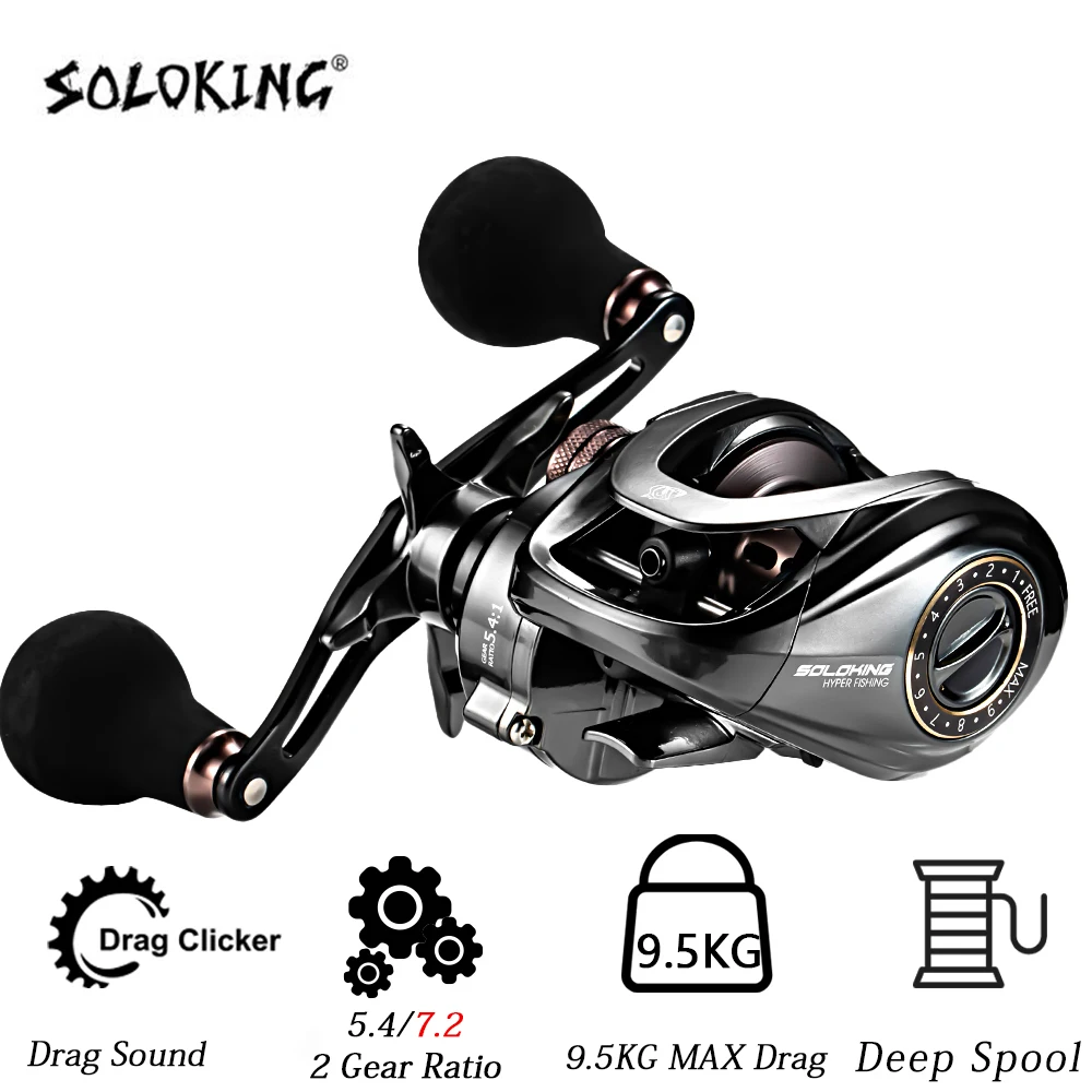 HIAW200 Baitcasting Reel Remsysteem Reel 9.5Kg Max Drag 11 + 1 BB 5.4/7.2 Gear Ratio High-speed Fishing Reel Baitcaster Reels