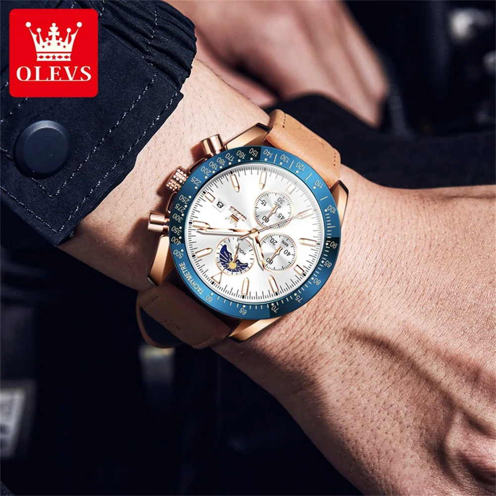 OLEVS Brand Watch Multifunctional Waterproof Quartz Watch for Men 9980