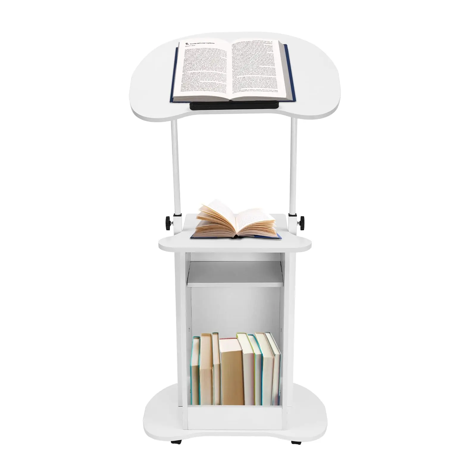 

Mobile Stand up Lectern, Height Adjustable Stand up Lectern Podium, Portable Mobile Laptop Podium, White Podium Stand W/ 4 Unive