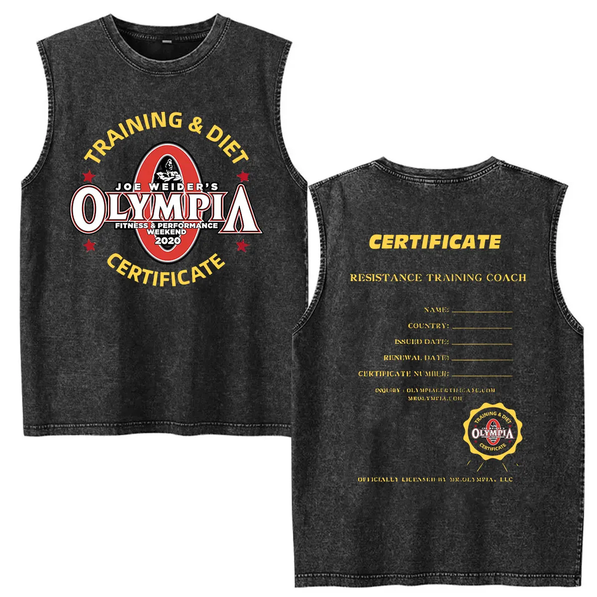 Olympia Gym Skeleton Fitness Washed Vest T-Shirts Herren Vintage Hochwertiges Baumwoll-T-Shirt Mann O-Ausschnitt Tanktop Oversized T-Shirt – Detail 3