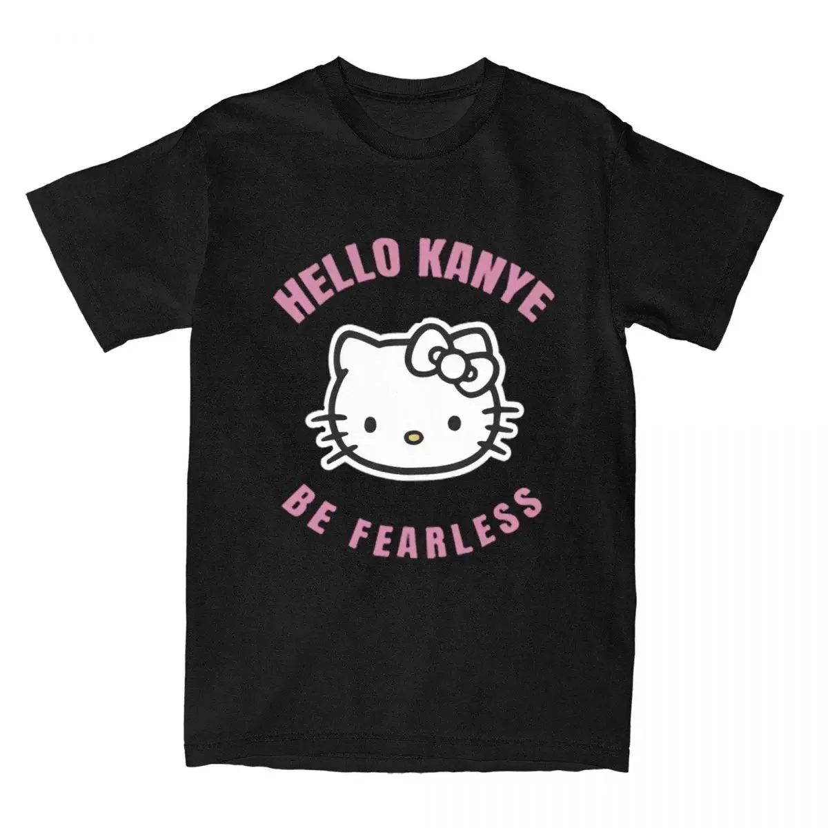 Men Women's Kanye West Hello Be Fearless Graphic Printed Tee Shirt Merch Novelty Cotton Hello Kitty T Shirt Tee Clothing Classic