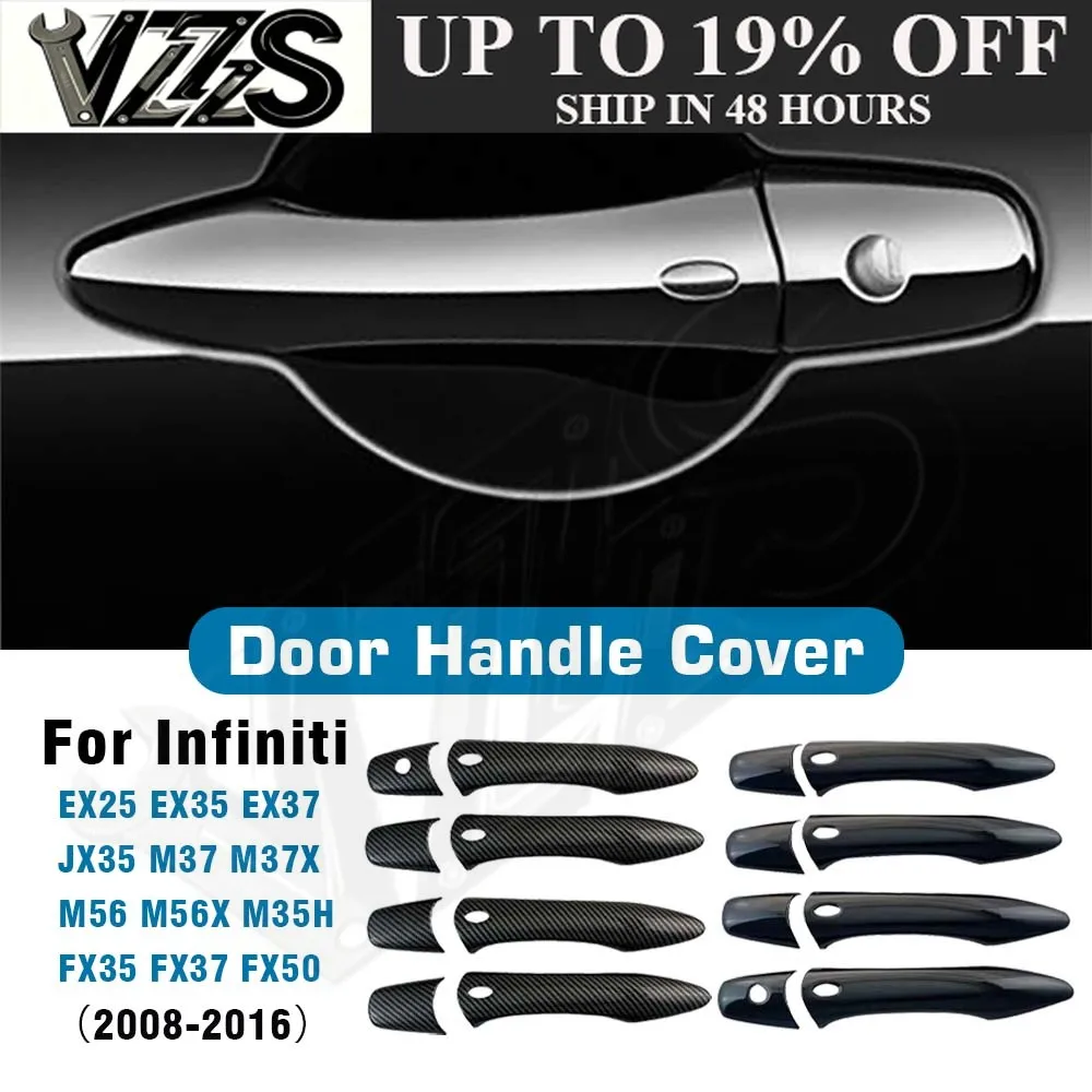 Car Decoration Door Handle Cover For Infiniti EX25 EX35 EX37 JX35 M37 M37x M56 M56x M35h FX35 FX37 FX50 2008-2016 Carbon Fiber