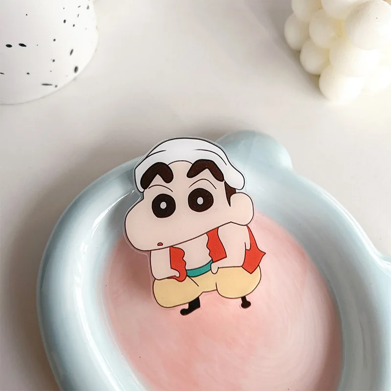 1 pz pastello Shin Chan anello fibbia accessori per iPhone simpatico cartone animato impugnatura per telefono cellulare supporto per telefono animazione auto decorazione regalo