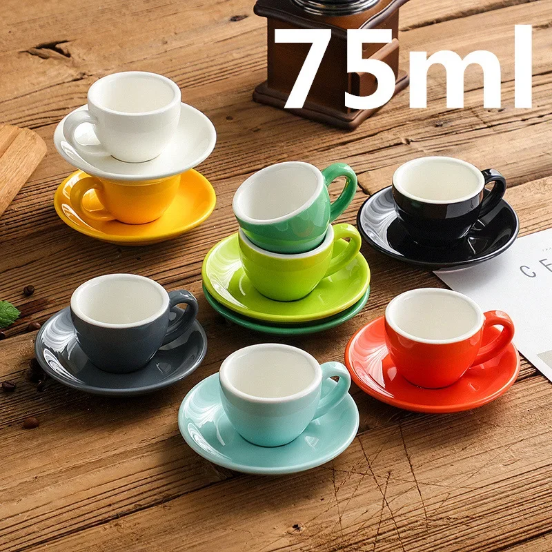 1 Set Color Ceramic Cup Set Coffee Cup American Italian European Style Espresso Cup Thickened 75ml Candy Colored Coffee Mug