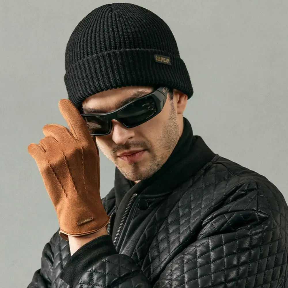 

Touch Screen Men Full Finger Mittens Warm Cycling Gloves Man Suede Gloves Thicken Ski Mittens Five Finger Driving Gloves Autumn