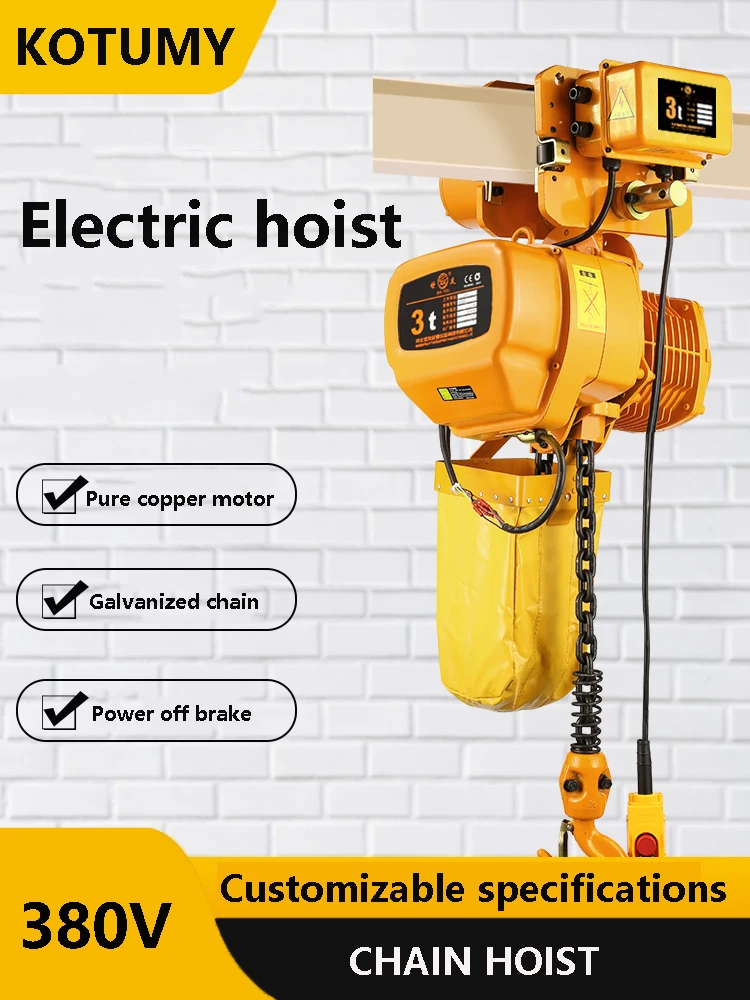 Electric Wire Rope Hoist Load Capacity Crane Electric Chain Hoist with Trolley Overhead Garage Ceiling Winch