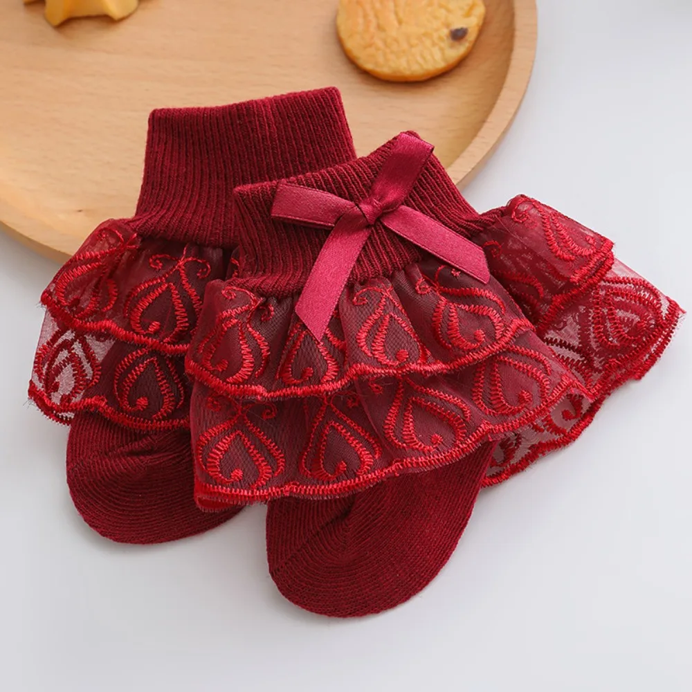 

Delicate Double-Layer Baby Girls Lace Socks Thin Elastic Fit Toddler Ruffle Ankle Socks Breathable Soft Infant Summer Socks