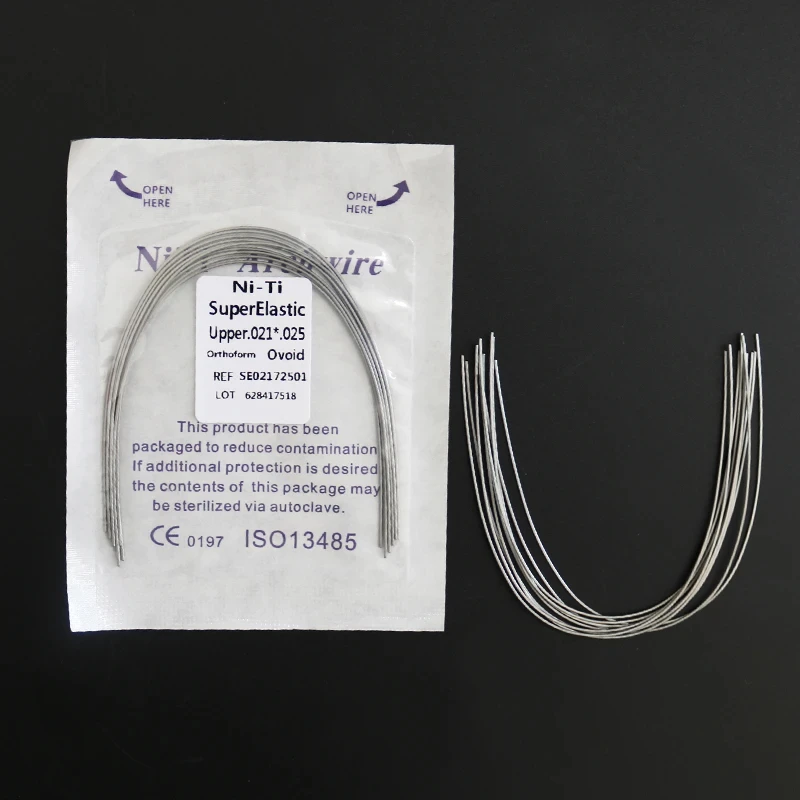 10Pcs/Pack Dental Arch Wires Orthodontic Super Elastic NITI Round Rectangle Archwire Lower/Upper 012/014/016/018/020/16x16/16x22