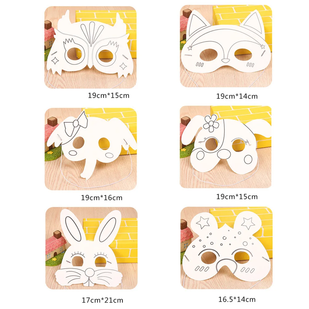 24 قطعة أقنعة الحيوانات الفارغة للأطفال الحرفية دهان داي النشاط مجموعة الكلب البومة النحل الفيل أرنب قبل قطع ورقة قناع حفلة لصالح الفن #4