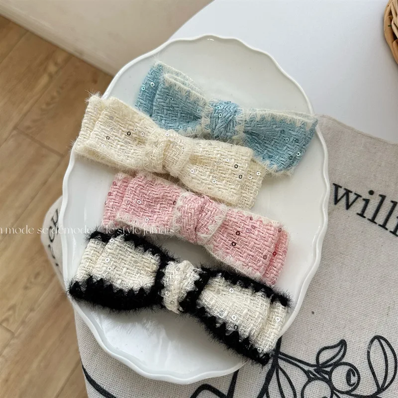 

Trendy Sweet Bowknot Hair Clip Hairpin Ins Korean Hairgrip Winter Hair Accessories Glitter Wool Barrette Hair Clips for Women