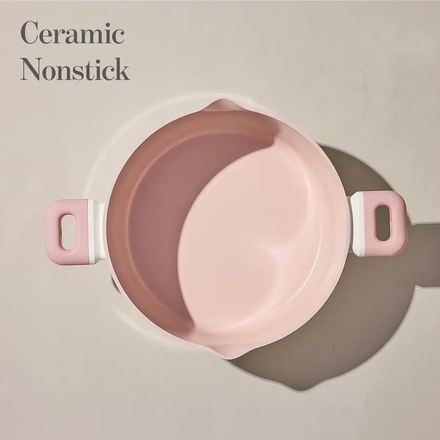 7QT Nonstick Stock Pot with Lid, Ceramic Casserole with Ladle, Nontoxic Kitchen Soup Pot, Big Cooking Pots PFAS and PFOA Free - Image 4