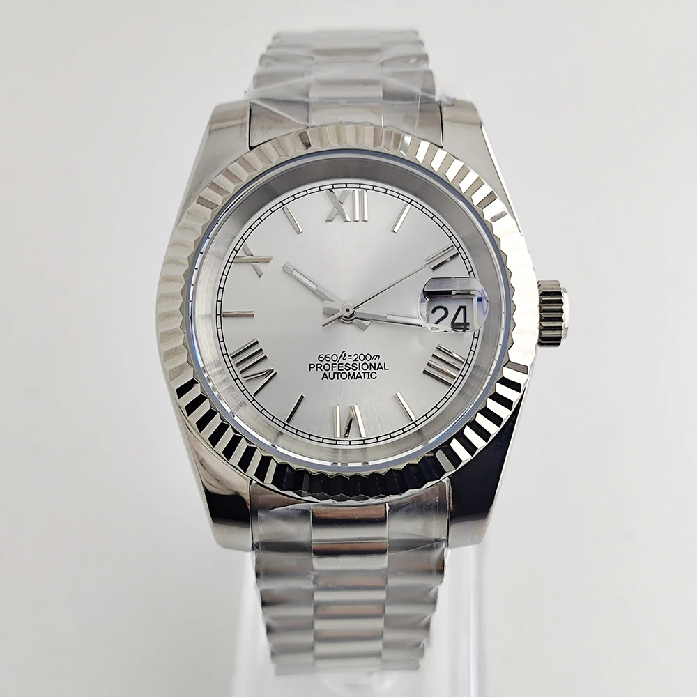 NH35 36mm/39mm masculino automático mecânico algarismos romanos 8 cores relógio masculino safira pulseira de ostra automática