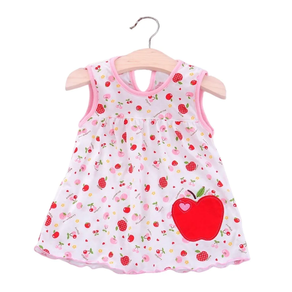 Pure Cotton Baby Dress Embroidery Printed Summer Dress Flower Pattern Cartoon Pattern Sleeveless Dress Baby Girl