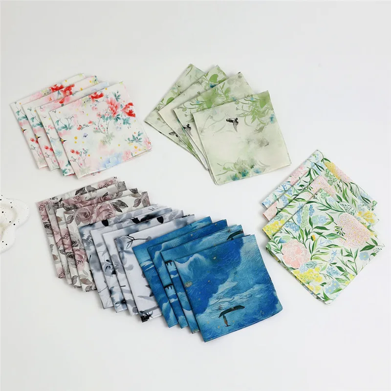 12 Buah Sapu Tangan Katun Murni Jepang Handuk Keringat Penyerap Tipis Cetak Satu Sisi Handuk Tangan Tiongkok Antik 43Cm