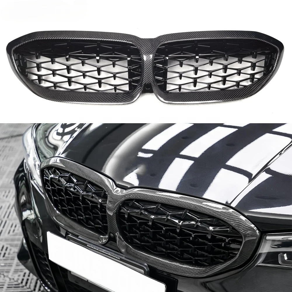 

G20 Pre-Lci ABS Carbon Fiber Diamond Black Grill for BMW 3 Series G20 G21 320i 330i M340i M340d Replacement Grille 2019-2022