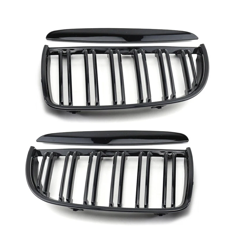 

1 Pair Dual Slat Gloss Black Front Kidney Grill Grille 51137120008 Fit For BMW 3-Series E90 Sedan E91 Wagon 2006 2007 2008