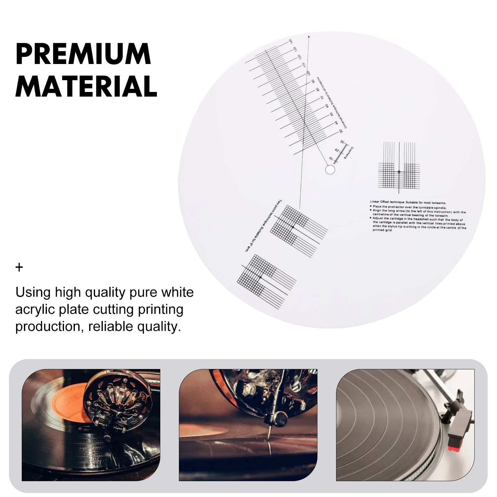 

1pc Professional Anti-Sliding Vinyl Record Pickup Calibration Plate White Durable Acrylic Needle Calibration Tool Turntable