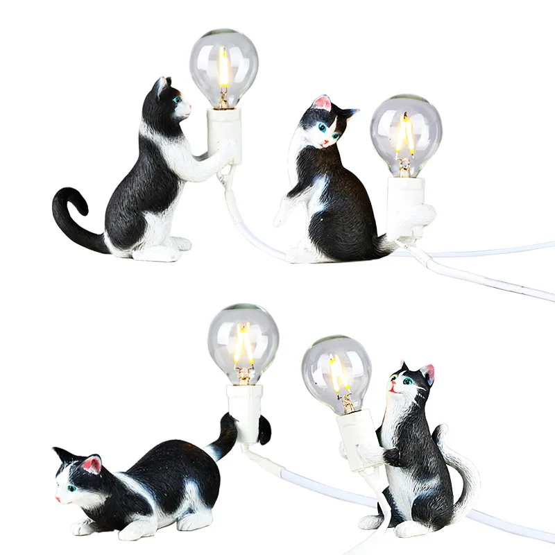 Designer Cartoon Resin Cat LED Floor Lamps Creative Animal Statue Ornament Living Room Children's Room Bedside Study Desk Lights