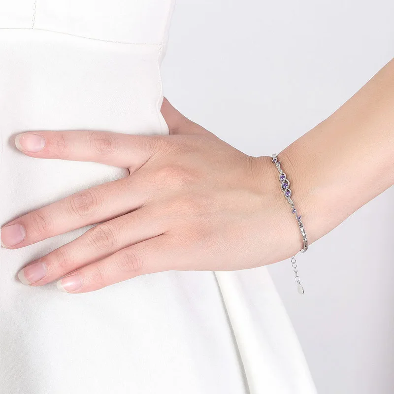 Authentic S925 Sterling Silver Angel Heart Bracelet Bangle For Women Girl Lady Wedding Birthday Gift