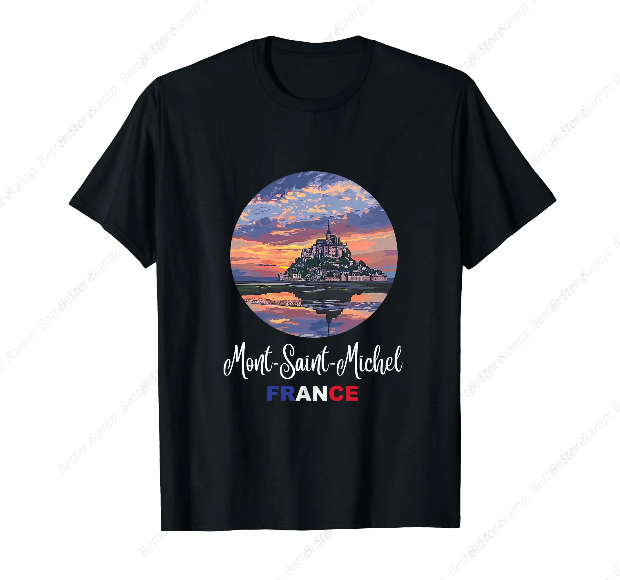 T-Shirt Premium en Coton pour Homme, T-shirt de Plage, Paris, France, Louvre, Mont Saint Michel