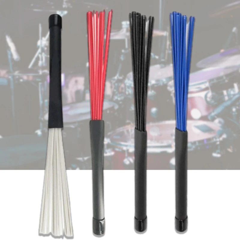2Pcs Drum Brush Percussion Brushes Snare Brush Jazzes Drum Brushes Professional Nylon Wire Brush with Comfortable Handle image 4