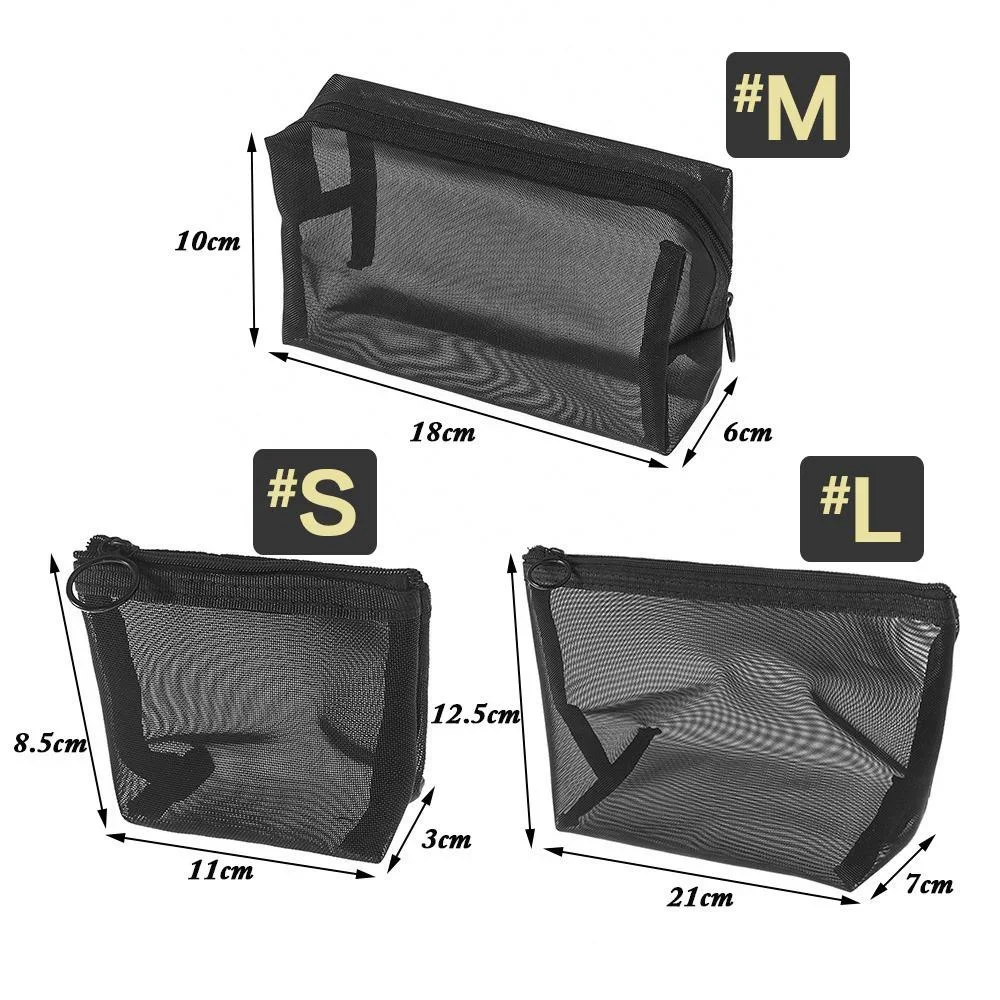 Women Men Cosmetic Bag Black Transparent Travel Fashion Small Large Black Toiletry Makeup Organizer Bags Case Pouch