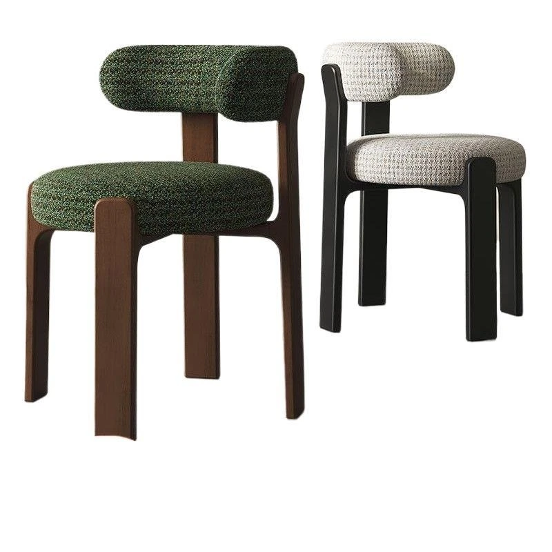 Light luxury wrought iron dining chair, home fabric soft-wrapped leisure chair
