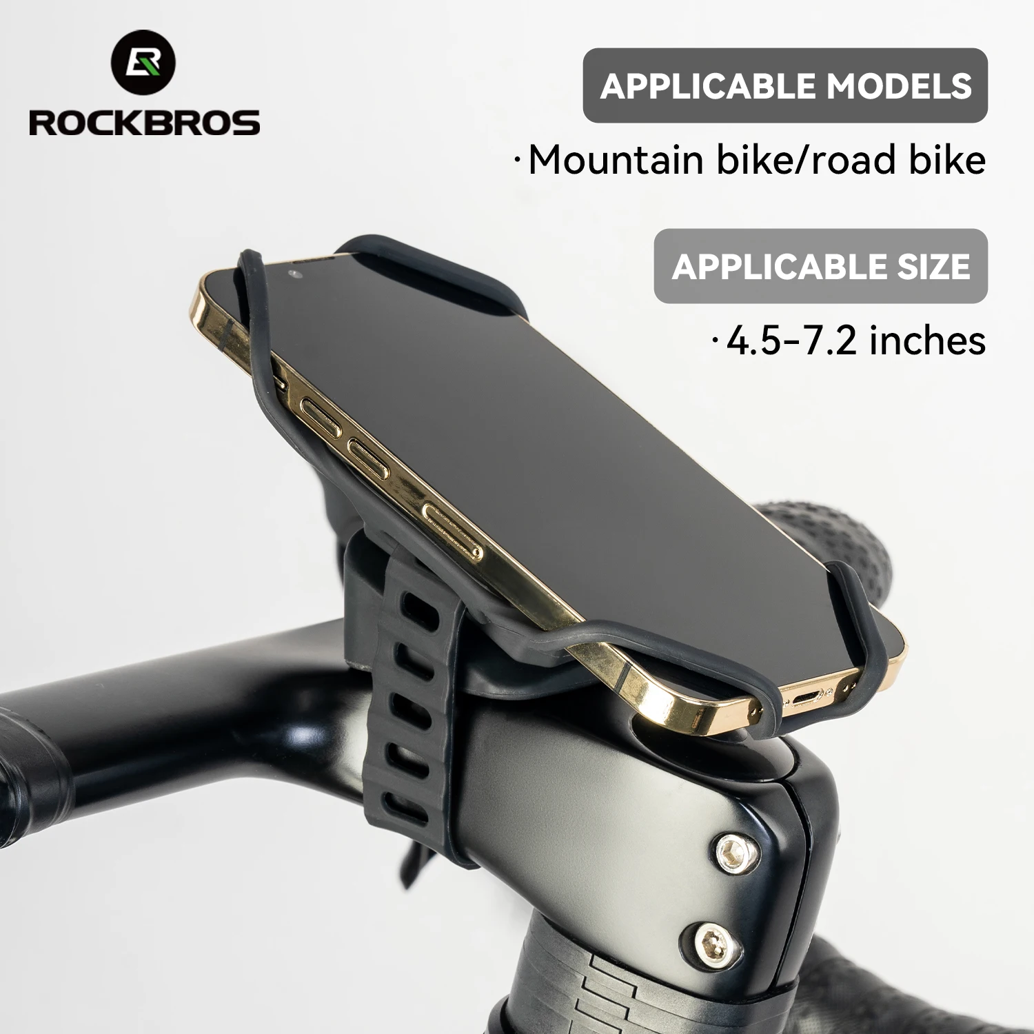

ROCKBROS Universal Bike Phone Mount Silicone Bike Phone Holder Shock-Absorbing Bike Phone Mount Fits 4-7 inch phones
