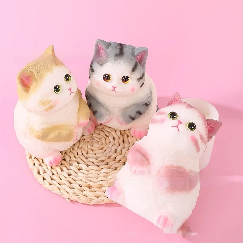 Milo Cute Simulation Cat Squishy Slow Rebound Stress Relief Toy Kitten Figurine Decor For Home Office Anxiety Relief For Adults