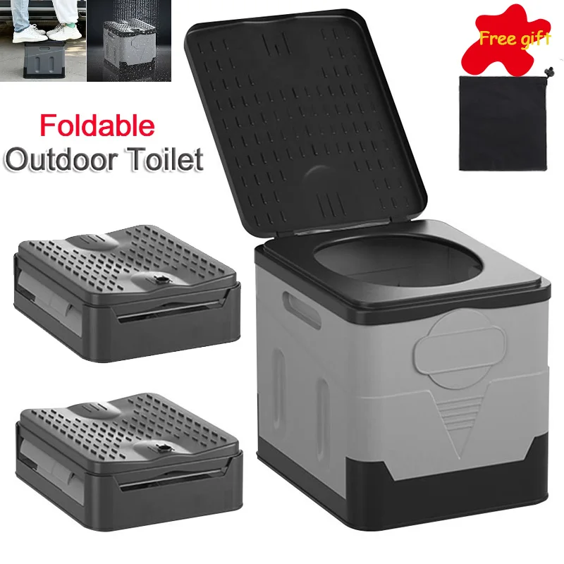 Movable Toilet Portable Multifunction Bedpan Strong Bearing Capacity Reusable Trash Can Self-driving Travel Supplies