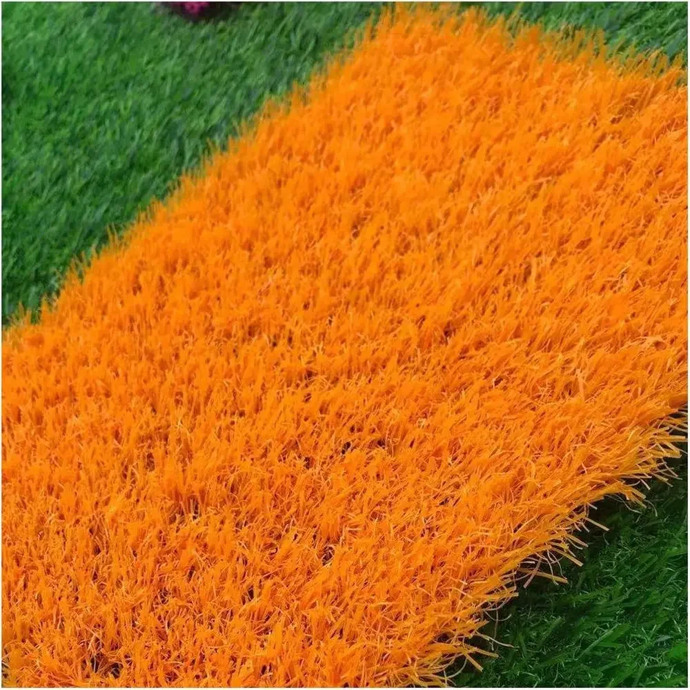 High-Density Breathable UV-Resistant Artificial Grass Mat for Patio, Garden, and Pet Areas (Orange, 39x79 inches)