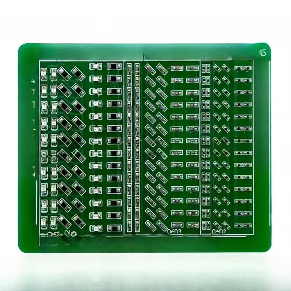 Soldering Practice Kit FOR SMD 0805 0603 0402 with Red LEDs and Assorted Resistors on Green PCB for Student Projects
