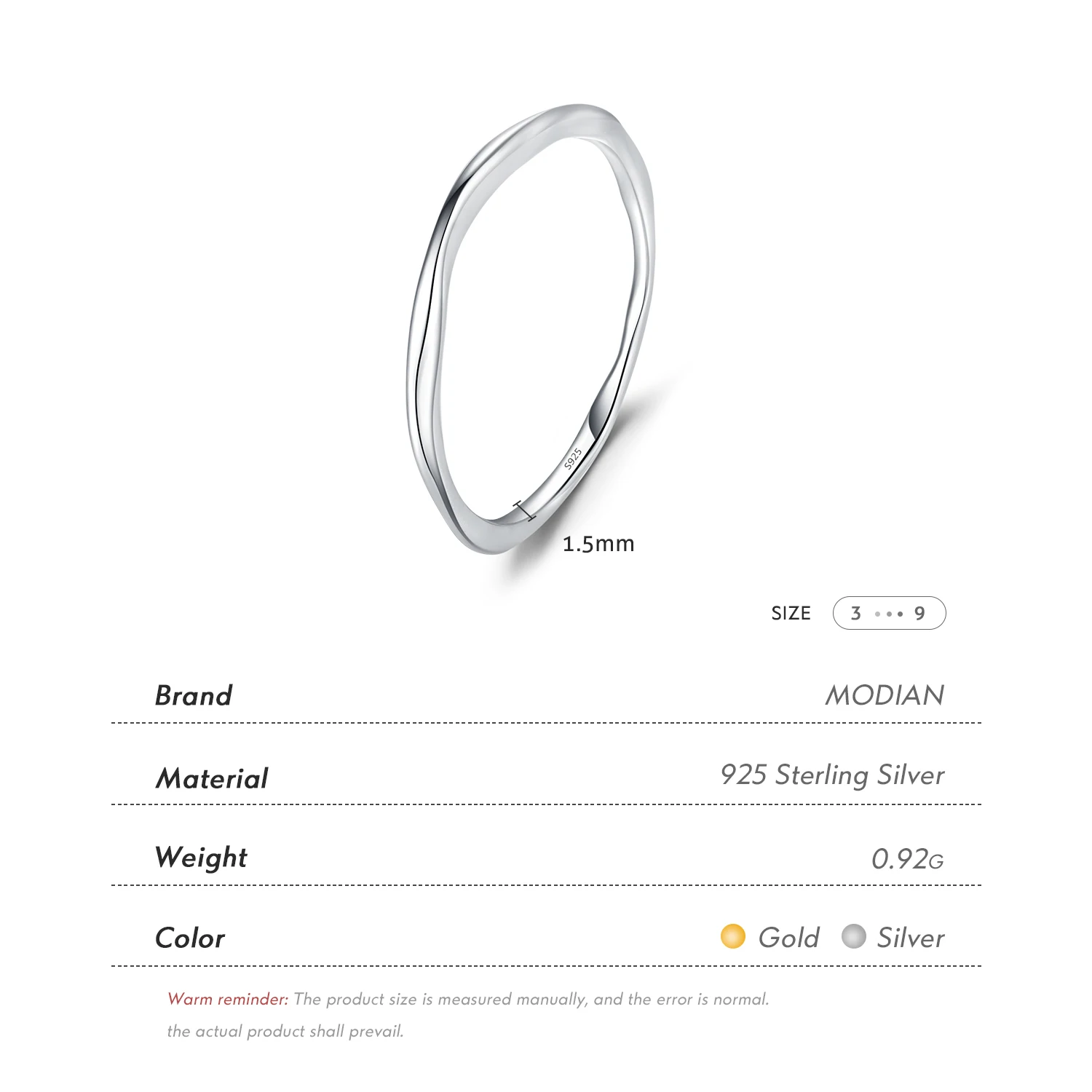 Women's 925 Sterling Silver Twisted Geometric Stackable Ring