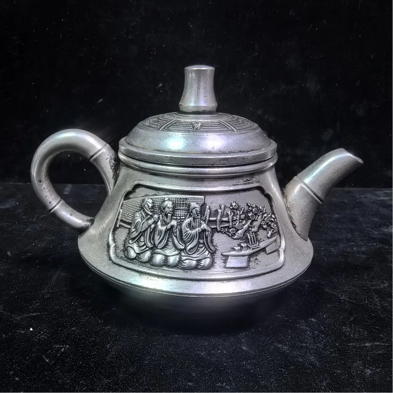 Antique-style white bronze peach garden triad friendship pot, wholesale of antique replicas and decorative pieces