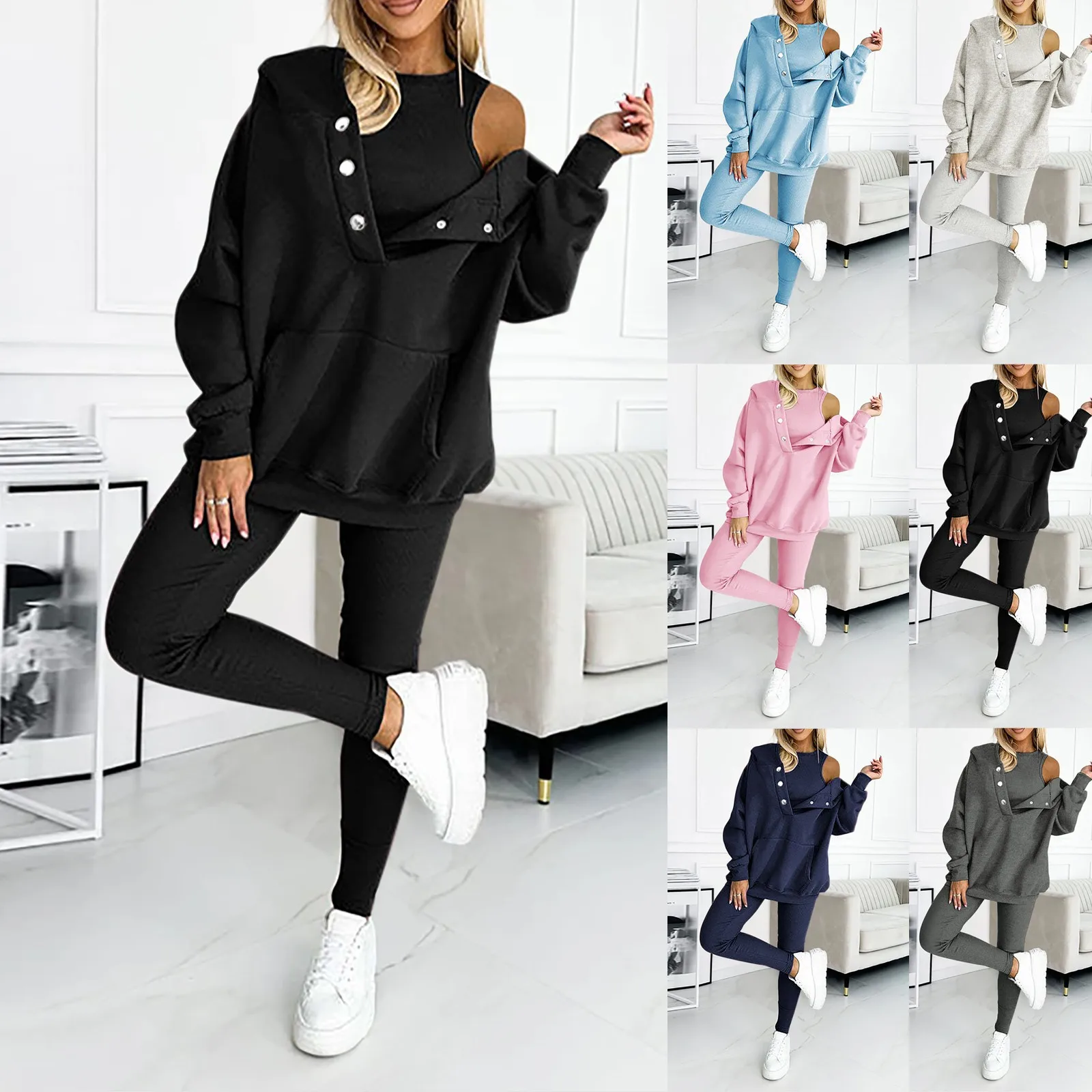 Women Thick Fleece 3 Pcs Elastic Set Sweatpants Vest Hoodies Jackets Fall Winter Jogger Luxury Warm Sweatsuit Tracksuits Outfits