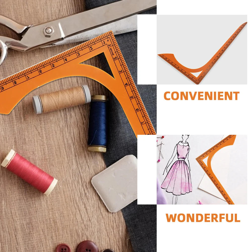 2 Pcs Cutting Ruler Sewing Rulers Patchwork Handworking Tailor Craft Tool for Measuring Tools Shape Fabric