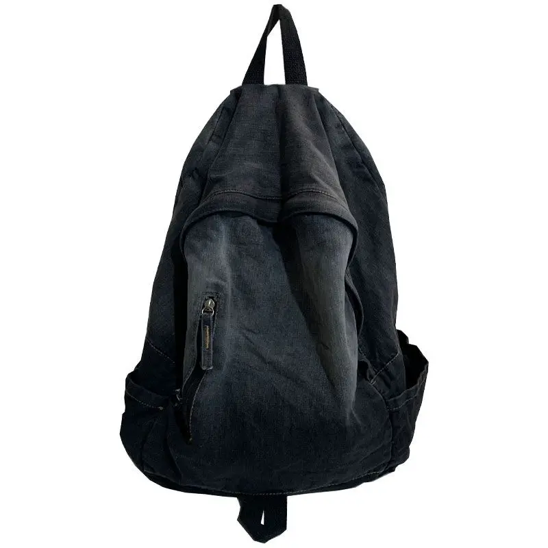 Gradient washed canvas schoolbag for female college students niche retro denim backpack school backpack for college students