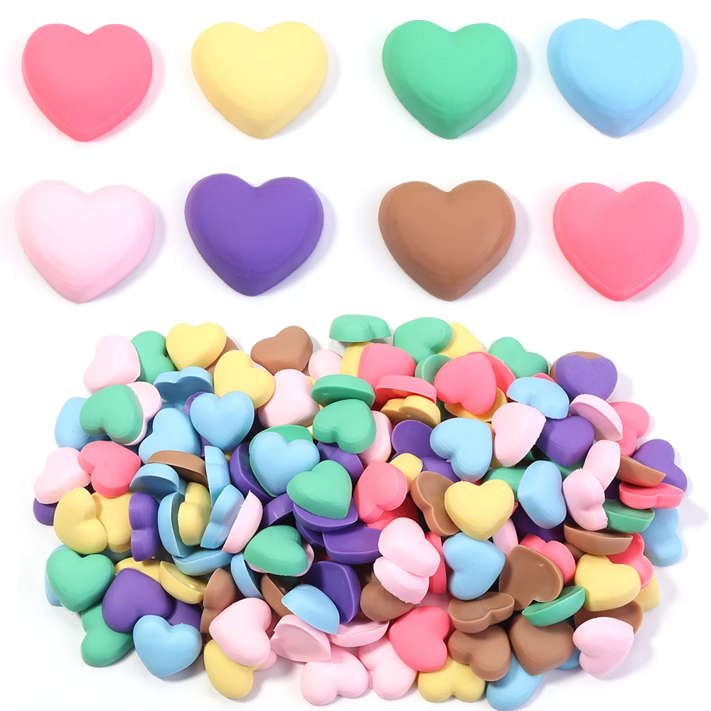 30 teile/los Bunte Liebe Herz Flatback Cabochon 17X19mm Herz Patch Perlen Für Handgemachte Sammelalbum Dekoration Zubehör