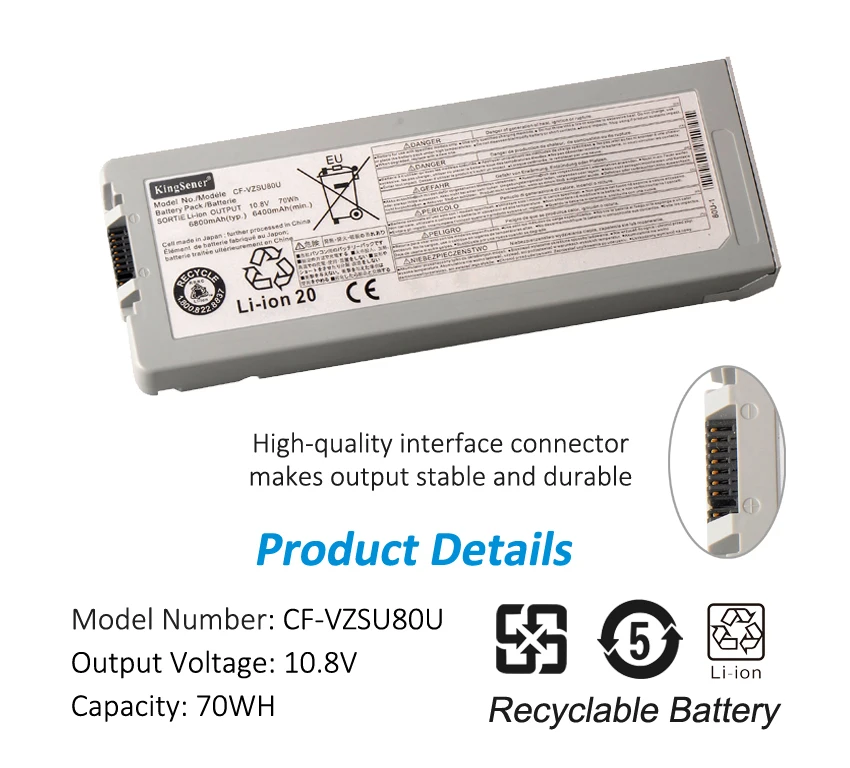 KingSener CF-VZSU80U Replacemet Battery For Panasonic Toughbook CF-C2 CF-VZSU82U CF-VZSU83U Series 10.8V 70WH 6000mAh